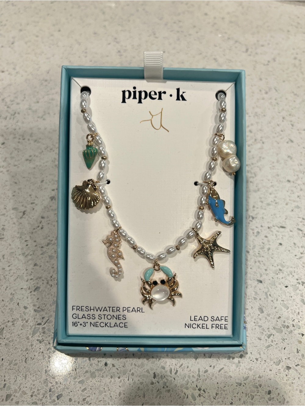piper·k Gold & Pearl Sea Charm Necklace in White